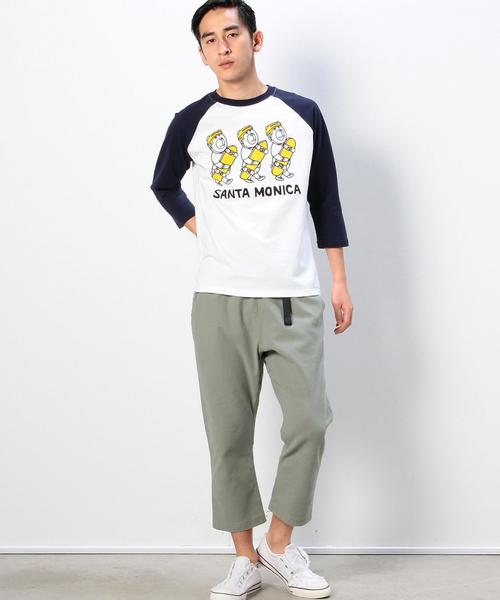 coen(コーエン)の「PARKIES(パーキーズ)SANTA MONICAプリント7分袖ラグランTシャツ(Tシャツ/カットソー・メンズ・ネイビー・LARGE/SMALL/MEDIUM/X-LARGE)」の5枚目の写真