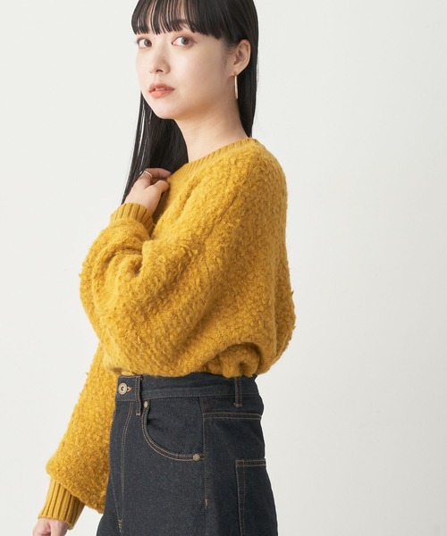 earth music&ecology（アースミュージックアンドエコロジー）の「ボアニットプルオーバー（ニット/セーター・レディース・マスタード/チャコールグレー/アイボリー・FREE）」の3枚目の写真