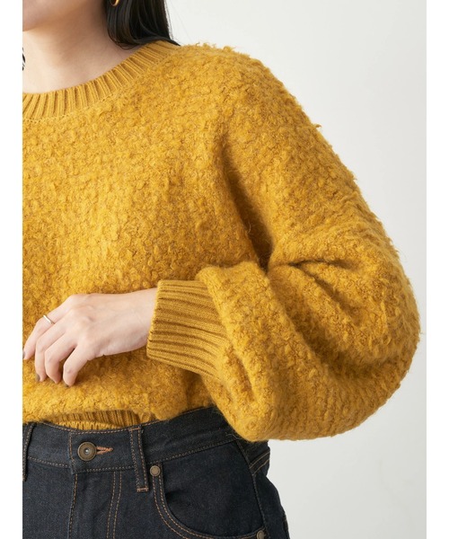 earth music&ecology（アースミュージックアンドエコロジー）の「ボアニットプルオーバー（ニット/セーター・レディース・マスタード/チャコールグレー/アイボリー・FREE）」の7枚目の写真