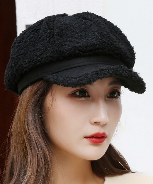 gossip！ロサンゼルス（ゴシップロサンゼルス）の「ボアキャスケット（キャスケット・レディース・ホワイト/ブラック・FREE）」の2枚目の写真