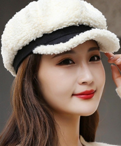 gossip！ロサンゼルス（ゴシップロサンゼルス）の「ボアキャスケット（キャスケット・レディース・ホワイト/ブラック・FREE）」の6枚目の写真