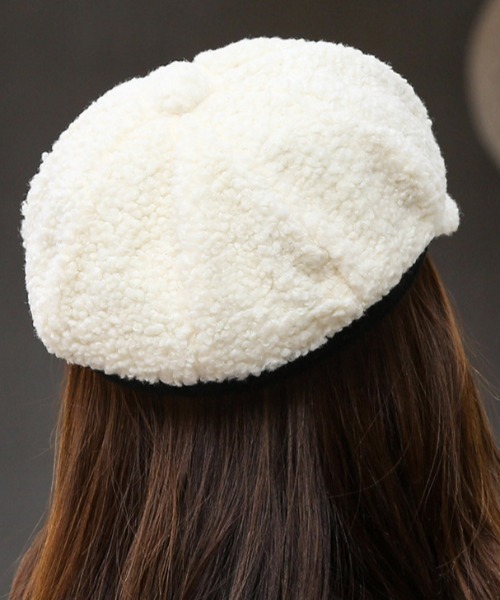 gossip！ロサンゼルス（ゴシップロサンゼルス）の「ボアキャスケット（キャスケット・レディース・ホワイト/ブラック・FREE）」の4枚目の写真