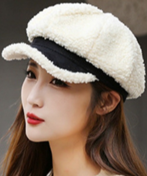 gossip！ロサンゼルス（ゴシップロサンゼルス）の「ボアキャスケット（キャスケット・レディース・ホワイト/ブラック・FREE）」の3枚目の写真