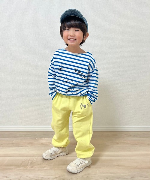 MAKE YOUR DAY（メイクユアデイ）の「ボーダーラクガキ長袖Tシャツ■80～140cm（Tシャツ/カットソー・キッズ・ブルー/ラベンダー/ミント/オレンジ・80/90/100/110/120/130/140）」の9枚目の写真