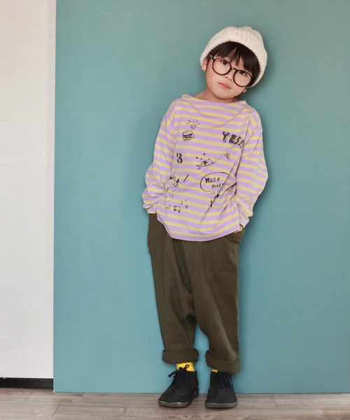 MAKE YOUR DAY（メイクユアデイ）の「ボーダーラクガキ長袖Tシャツ■80～140cm（Tシャツ/カットソー・キッズ・ブルー/ラベンダー/ミント/オレンジ・80/90/100/110/120/130/140）」の15枚目の写真