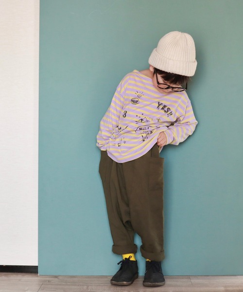 MAKE YOUR DAY（メイクユアデイ）の「ボーダーラクガキ長袖Tシャツ■80～140cm（Tシャツ/カットソー・キッズ・ブルー/ラベンダー/ミント/オレンジ・80/90/100/110/120/130/140）」の16枚目の写真