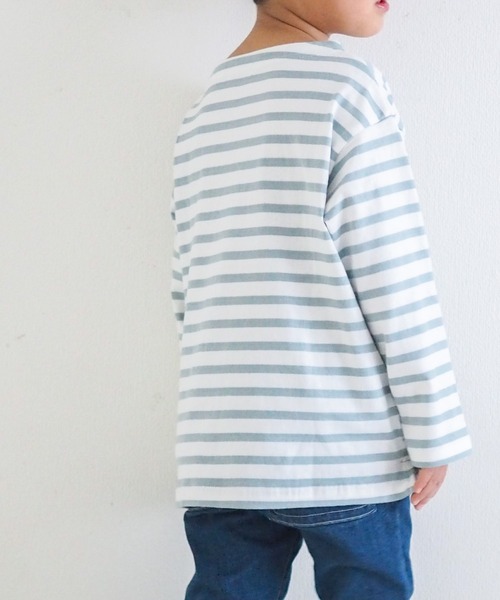 MAKE YOUR DAY（メイクユアデイ）の「ボーダーラクガキ長袖Tシャツ■80～140cm（Tシャツ/カットソー・キッズ・ブルー/ラベンダー/ミント/オレンジ・80/90/100/110/120/130/140）」の6枚目の写真