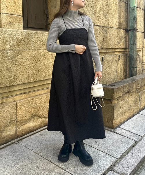 prose verse（プロズヴェール）の「フラワージャガードキャミワンピース（ジャンパースカート・レディース・ブラック/アイボリー・ﾌﾘ-）」の3枚目の写真