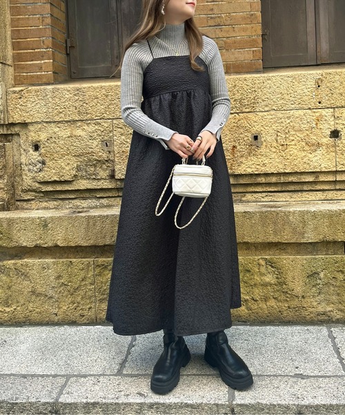 prose verse（プロズヴェール）の「フラワージャガードキャミワンピース（ジャンパースカート・レディース・ブラック/アイボリー・ﾌﾘ-）」の6枚目の写真