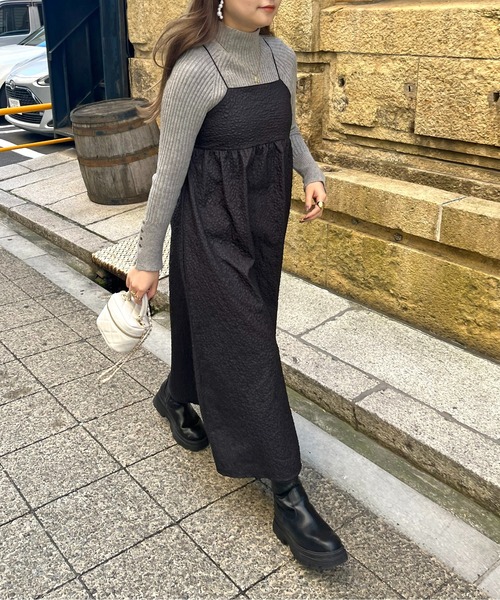 prose verse（プロズヴェール）の「フラワージャガードキャミワンピース（ジャンパースカート・レディース・ブラック/アイボリー・ﾌﾘ-）」の10枚目の写真