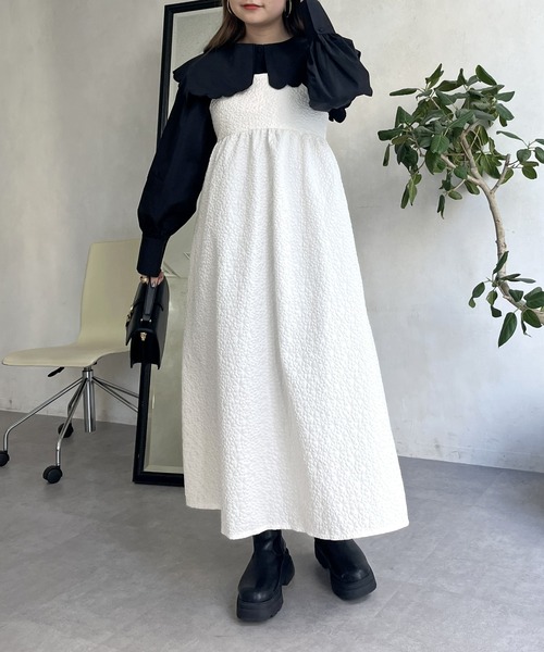 prose verse（プロズヴェール）の「フラワージャガードキャミワンピース（ジャンパースカート・レディース・ブラック/アイボリー・ﾌﾘ-）」の21枚目の写真