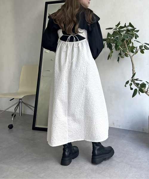 prose verse（プロズヴェール）の「フラワージャガードキャミワンピース（ジャンパースカート・レディース・ブラック/アイボリー・ﾌﾘ-）」の18枚目の写真