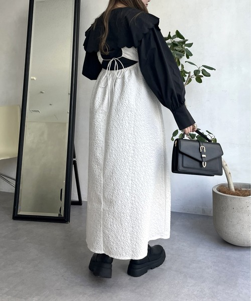 prose verse（プロズヴェール）の「フラワージャガードキャミワンピース（ジャンパースカート・レディース・ブラック/アイボリー・ﾌﾘ-）」の16枚目の写真