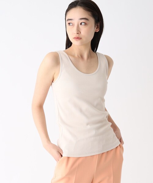 OPAQUE.CLIP（オペークドットクリップ）の「リブタンクトップ【洗濯機洗い可】（タンクトップ・レディース・ブラック/オフホワイト/ライトベージュ・36/38/40）」の3枚目の写真