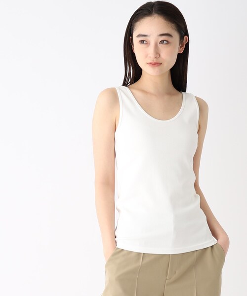 OPAQUE.CLIP（オペークドットクリップ）の「リブタンクトップ【洗濯機洗い可】（タンクトップ・レディース・ブラック/オフホワイト/ライトベージュ・36/38/40）」の22枚目の写真