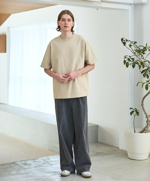 EMMA CLOTHES（エマクローズ）の「ヘビーウェイトコットン ベーシックシルエットS/Sカットソー EMMA CLOTHES（Tシャツ/カットソー・メンズ・ダークネイビー/ホワイト/ライトベージュ/ブラック/オリーブ・L/M）」の8枚目の写真