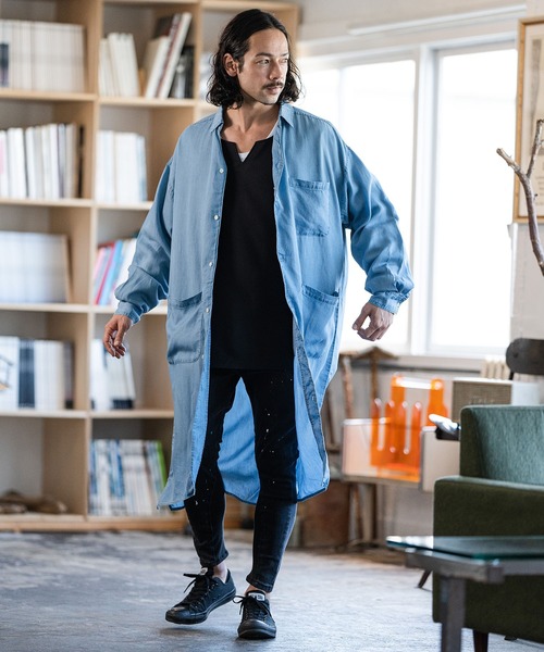 CAMBIO(カンビオ)の「mlt4214-キーネックカットソー(Tシャツ/カットソー・メンズ・ブラック/グレー/ベージュ・L/M)」の7枚目の写真