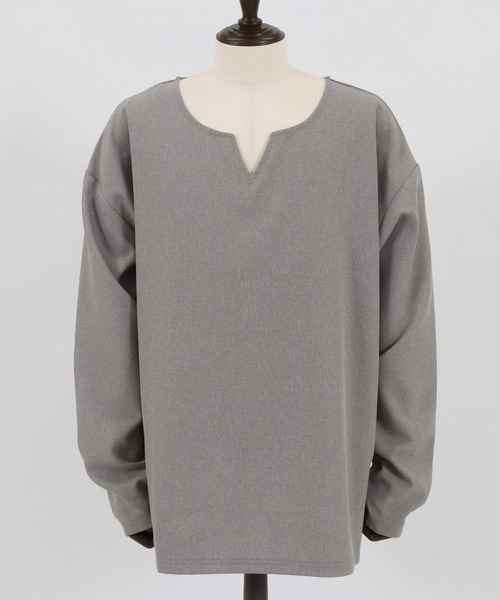 CAMBIO(カンビオ)の「mlt4214-キーネックカットソー(Tシャツ/カットソー・メンズ・ブラック/グレー/ベージュ・L/M)」の18枚目の写真