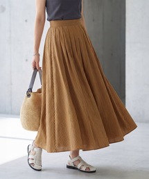 カラーナチュラルストライプ織りスカート