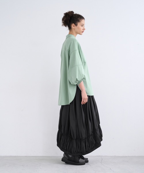 LANVIN en Bleu（ランバンオンブルー）の「ライトタフタギャザースカート（スカート・レディース・ブラック/グレー/オフホワイト・38/36）」の12枚目の写真