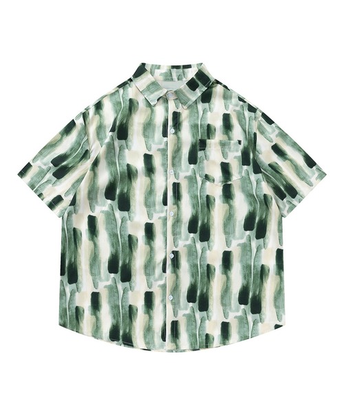 HOOK（フック）の「【HOOK】古着風総柄ビッグアロハシャツ (SS) (LR)（シャツ/ブラウス・メンズ・ホワイト系その他5/ピンク/ホワイト系その他4/ネイビー/グリーン系その他3/ブルー/スモークピンク/ブルー系その他/ホワイト系その他/ピンク系その他5/ホワイト系その他2/グリーン系その他4/ブラック/ホワイト/ブルー系その他3/グリーン系その他2/グリーン系その他5/ライトグリーン・L/M/XL）」の8枚目の写真