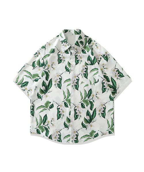 HOOK（フック）の「【HOOK】古着風総柄ビッグアロハシャツ (SS) (LR)（シャツ/ブラウス・メンズ・ホワイト系その他5/ピンク/ホワイト系その他4/ネイビー/グリーン系その他3/ブルー/スモークピンク/ブルー系その他/ホワイト系その他/ピンク系その他5/ホワイト系その他2/グリーン系その他4/ブラック/ホワイト/ブルー系その他3/グリーン系その他2/グリーン系その他5/ライトグリーン・L/M/XL）」の4枚目の写真