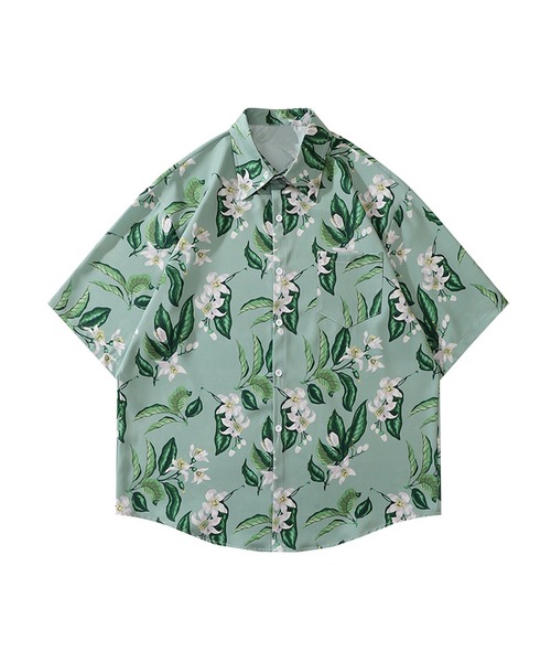 HOOK（フック）の「【HOOK】古着風総柄ビッグアロハシャツ (SS) (LR)（シャツ/ブラウス・メンズ・ホワイト系その他5/ピンク/ホワイト系その他4/ネイビー/グリーン系その他3/ブルー/スモークピンク/ブルー系その他/ホワイト系その他/ピンク系その他5/ホワイト系その他2/グリーン系その他4/ブラック/ホワイト/ブルー系その他3/グリーン系その他2/グリーン系その他5/ライトグリーン・L/M/XL）」の9枚目の写真