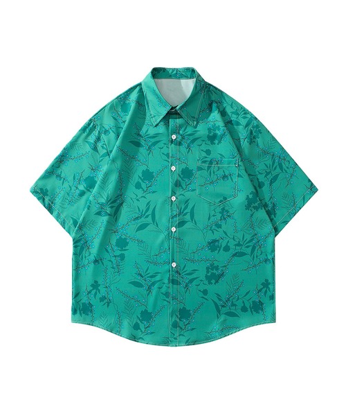 HOOK（フック）の「【HOOK】古着風総柄ビッグアロハシャツ (SS) (LR)（シャツ/ブラウス・メンズ・ホワイト系その他5/ピンク/ホワイト系その他4/ネイビー/グリーン系その他3/ブルー/スモークピンク/ブルー系その他/ホワイト系その他/ピンク系その他5/ホワイト系その他2/グリーン系その他4/ブラック/ホワイト/ブルー系その他3/グリーン系その他2/グリーン系その他5/ライトグリーン・L/M/XL）」の11枚目の写真