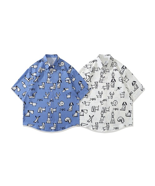 HOOK（フック）の「【HOOK】古着風総柄ビッグアロハシャツ (SS) (LR)（シャツ/ブラウス・メンズ・ホワイト系その他5/ピンク/ホワイト系その他4/ネイビー/グリーン系その他3/ブルー/スモークピンク/ブルー系その他/ホワイト系その他/ピンク系その他5/ホワイト系その他2/グリーン系その他4/ブラック/ホワイト/ブルー系その他3/グリーン系その他2/グリーン系その他5/ライトグリーン・L/M/XL）」の19枚目の写真