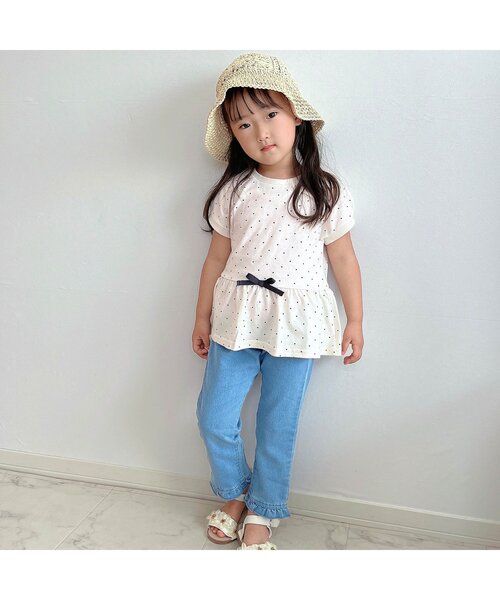 apres les cours（アプレレクール）の「デイジー刺繍ポケットパンツ_10分丈（その他パンツ・キッズ・アイボリー/インディゴブルー/ミント/ラベンダー・140/130/80/120/100/110/90）」の10枚目の写真