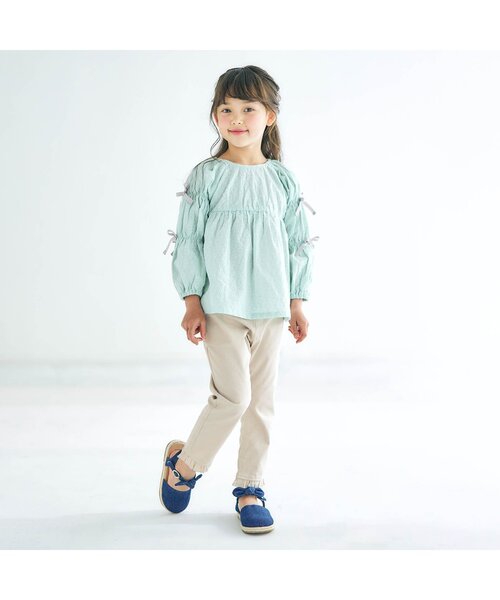 apres les cours（アプレレクール）の「デイジー刺繍ポケットパンツ_10分丈（その他パンツ・キッズ・アイボリー/インディゴブルー/ミント/ラベンダー・140/130/80/120/100/110/90）」の14枚目の写真