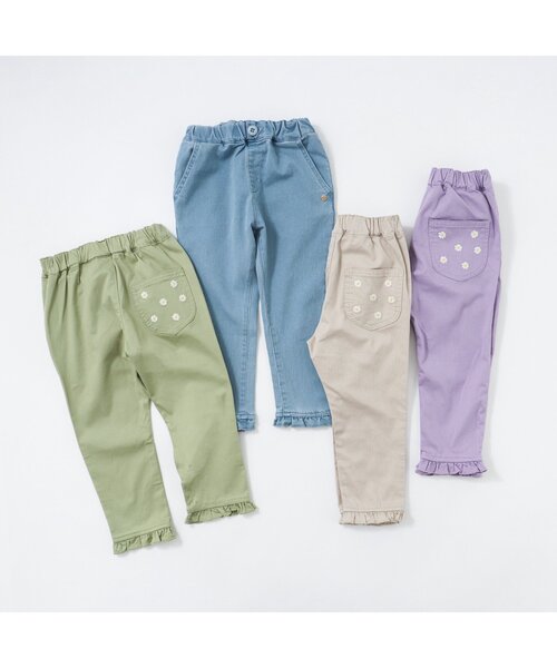 apres les cours（アプレレクール）の「デイジー刺繍ポケットパンツ_10分丈（その他パンツ・キッズ・アイボリー/インディゴブルー/ミント/ラベンダー・140/130/80/120/100/110/90）」の20枚目の写真