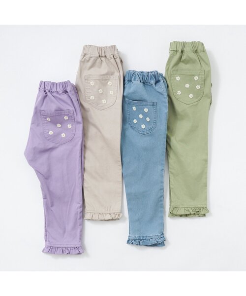 apres les cours（アプレレクール）の「デイジー刺繍ポケットパンツ_10分丈（その他パンツ・キッズ・アイボリー/インディゴブルー/ミント/ラベンダー・140/130/80/120/100/110/90）」の21枚目の写真