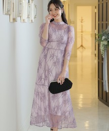 七分袖&ミモレ丈 パーティー ドレス バックリボン お呼ばれ 結婚式 フォーマル オケージョンドレス 二次会 成人式 同窓会 謝恩会 20代 30代
