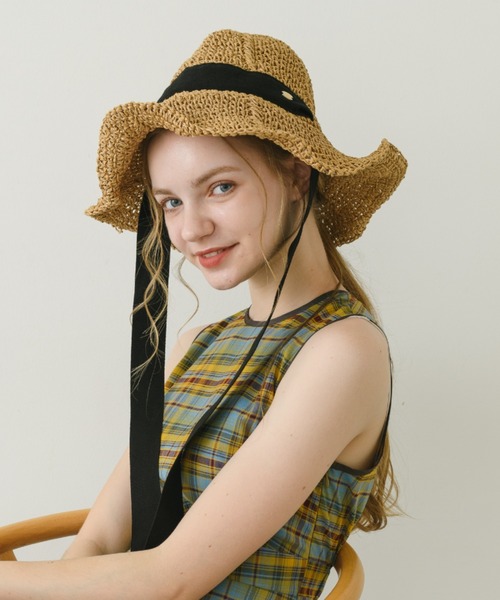 idem(イデム)の「ribbon straw hat/リボン付きストローハット(ハット・レディース・ベージュ/ベージュ系その他・FREE)」の14枚目の写真