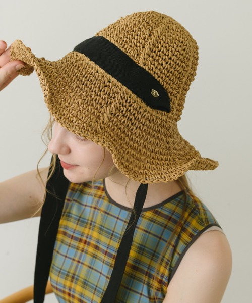idem(イデム)の「ribbon straw hat/リボン付きストローハット(ハット・レディース・ベージュ/ベージュ系その他・FREE)」の16枚目の写真