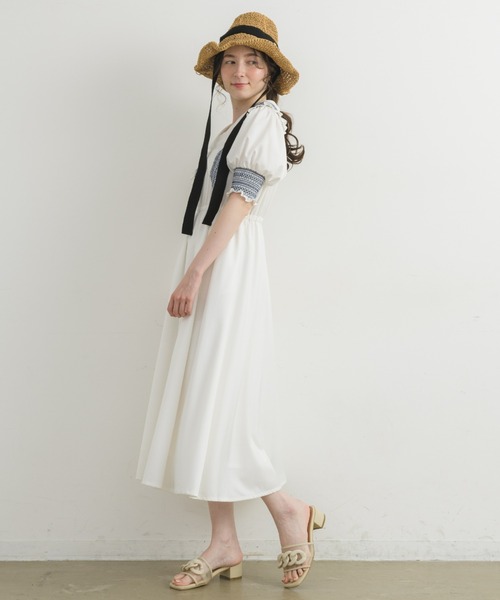 FOXEY ベージュ ストローハット　ホワイトリボン ベージュ ストローハット ホワイトリボン FOXEY ベージュ