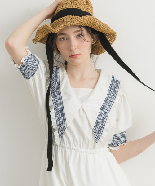 idem(イデム)の「ribbon straw hat/リボン付きストローハット(ハット・レディース・ベージュ/ベージュ系その他・FREE)」の21枚目の写真