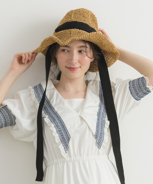 idem(イデム)の「ribbon straw hat/リボン付きストローハット(ハット・レディース・ベージュ/ベージュ系その他・FREE)」の22枚目の写真