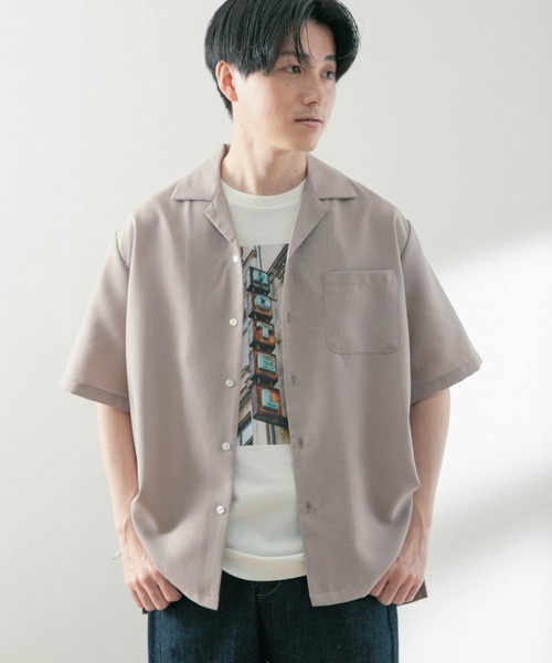 ITEMS URBANRESEARCH(アイテムズ アーバンリサーチ)の「イージーケア オープンカラー半袖トロシャツ(シャツ/ブラウス・メンズ・ベージュ/ネイビー/チャコールグレー・LARGE/MEDIUM)」の1枚目の写真