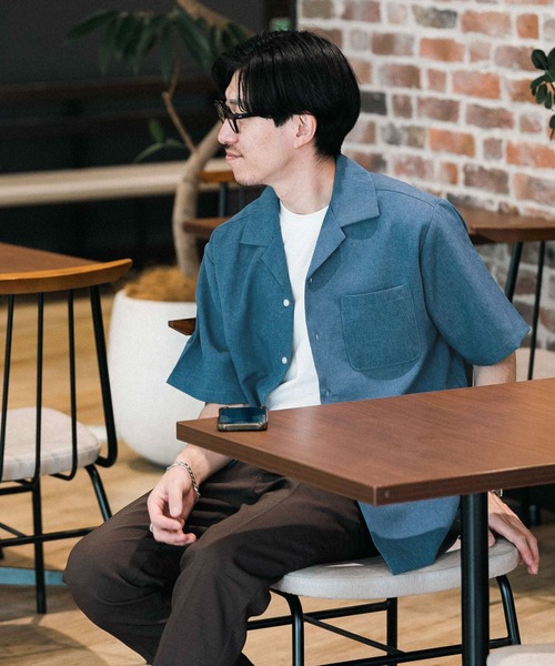 ITEMS URBANRESEARCH(アイテムズ アーバンリサーチ)の「イージーケア オープンカラー半袖トロシャツ(シャツ/ブラウス・メンズ・ベージュ/ネイビー/チャコールグレー・LARGE/MEDIUM)」の3枚目の写真