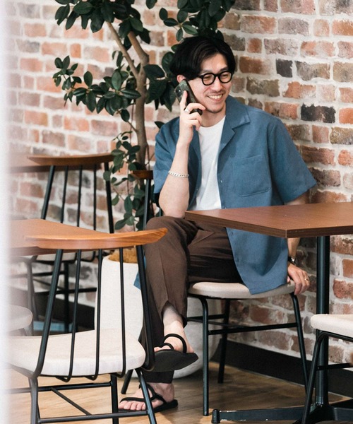 ITEMS URBANRESEARCH(アイテムズ アーバンリサーチ)の「イージーケア オープンカラー半袖トロシャツ(シャツ/ブラウス・メンズ・ベージュ/ネイビー/チャコールグレー・LARGE/MEDIUM)」の4枚目の写真