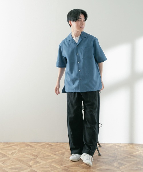 ITEMS URBANRESEARCH(アイテムズ アーバンリサーチ)の「イージーケア オープンカラー半袖トロシャツ(シャツ/ブラウス・メンズ・ベージュ/ネイビー/チャコールグレー・LARGE/MEDIUM)」の8枚目の写真