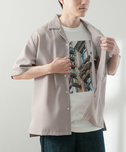 ITEMS URBANRESEARCH(アイテムズ アーバンリサーチ)の「イージーケア オープンカラー半袖トロシャツ(シャツ/ブラウス・メンズ・ベージュ/ネイビー/チャコールグレー・LARGE/MEDIUM)」の12枚目の写真