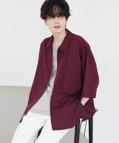 ETELIO（エテリオ）の「ビッグシルエットスリット入りサイドレースジップシャツ（シャツ/ブラウス・メンズ・ブラック/ライトグレー/ワイン/ブルー・S/L/M）」の13枚目の写真