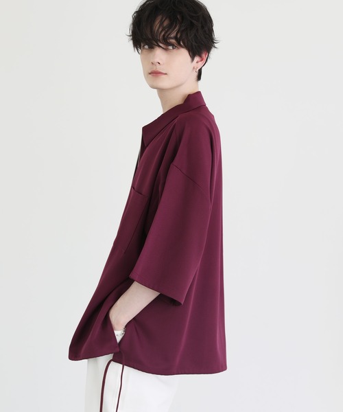 ETELIO（エテリオ）の「ビッグシルエットスリット入りサイドレースジップシャツ（シャツ/ブラウス・メンズ・ブラック/ライトグレー/ワイン/ブルー・S/L/M）」の14枚目の写真