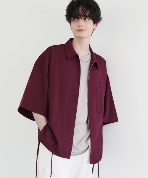 ETELIO（エテリオ）の「ビッグシルエットスリット入りサイドレースジップシャツ（シャツ/ブラウス・メンズ・ブラック/ライトグレー/ワイン/ブルー・S/L/M）」の15枚目の写真