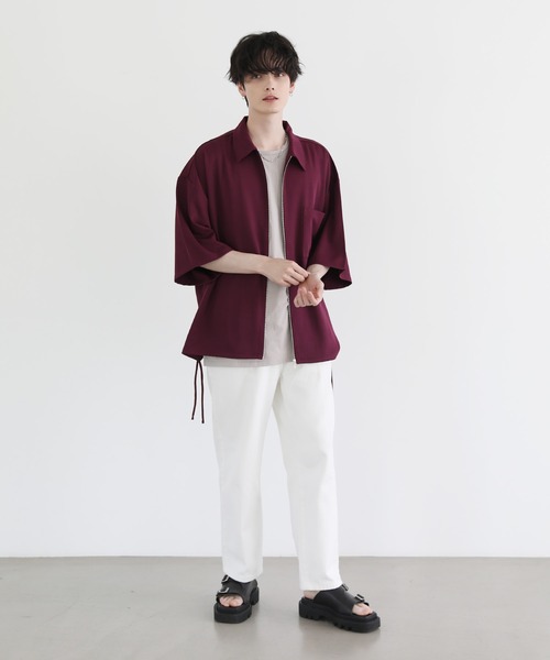 ETELIO（エテリオ）の「ビッグシルエットスリット入りサイドレースジップシャツ（シャツ/ブラウス・メンズ・ブラック/ライトグレー/ワイン/ブルー・S/L/M）」の17枚目の写真