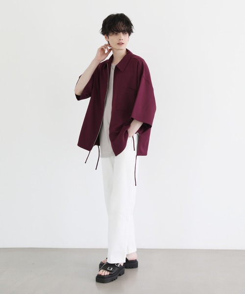 ETELIO（エテリオ）の「ビッグシルエットスリット入りサイドレースジップシャツ（シャツ/ブラウス・メンズ・ブラック/ライトグレー/ワイン/ブルー・S/L/M）」の18枚目の写真