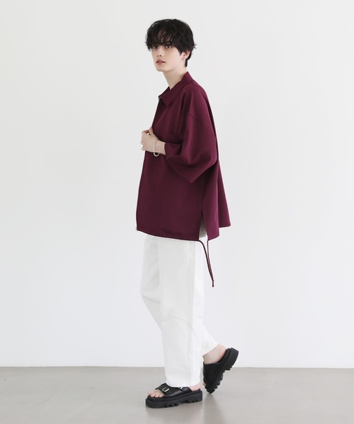 ETELIO（エテリオ）の「ビッグシルエットスリット入りサイドレースジップシャツ（シャツ/ブラウス・メンズ・ブラック/ライトグレー/ワイン/ブルー・S/L/M）」の19枚目の写真